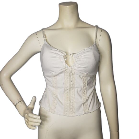 Moda International Corset Tank Top Womens Large Lace Detail Y2K Spaghetti Strap - Picture 1 of 5